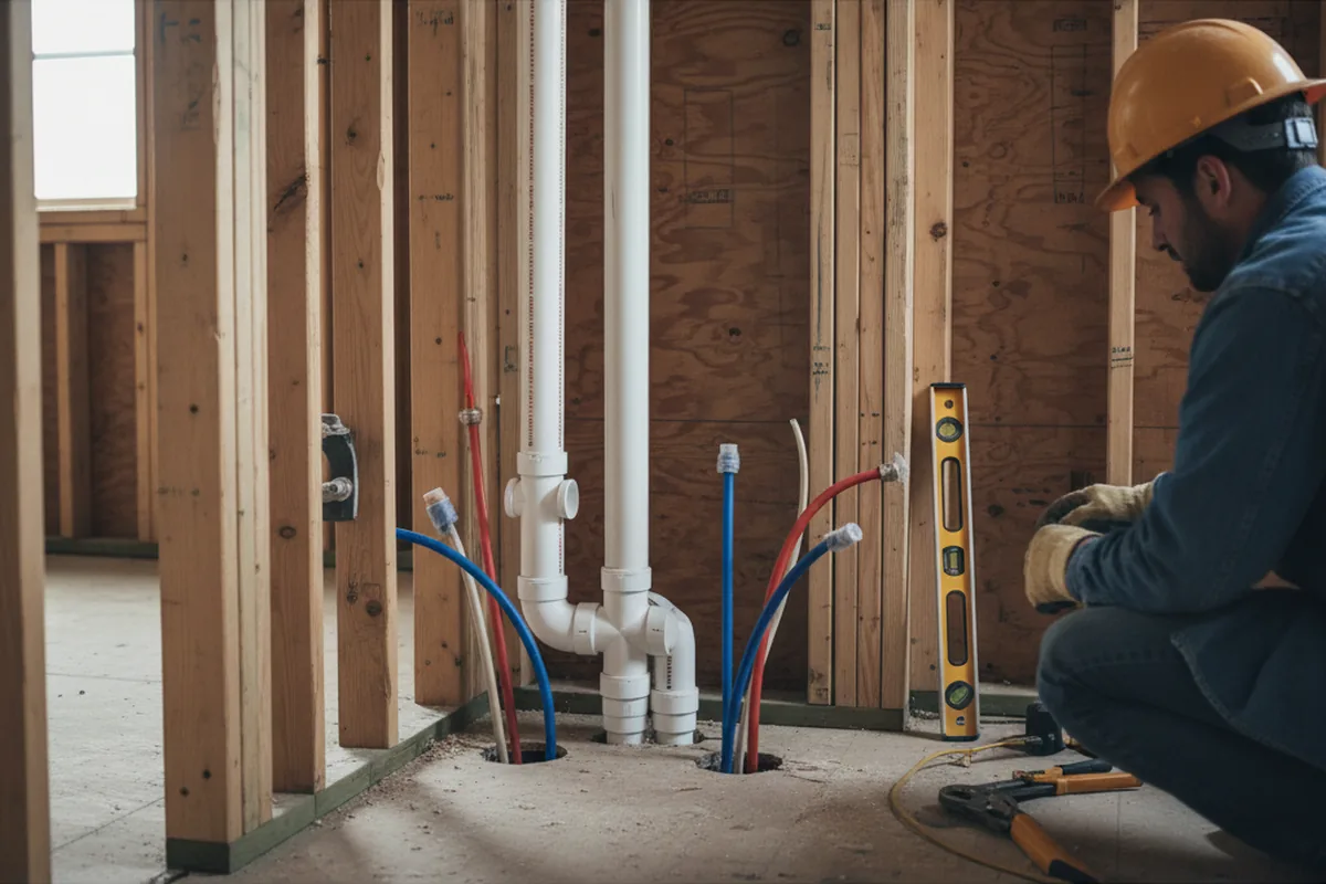 Drain and supply rough-in during Leak Detection in Hermosa Beach